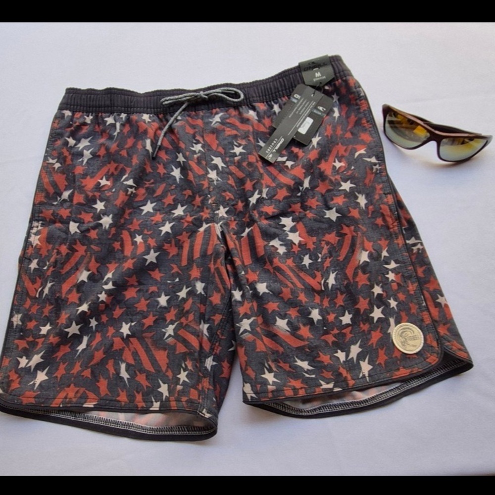 O'NEILL Freefall Men's Swim Trunks color RWB2 Size MEDIUM.
